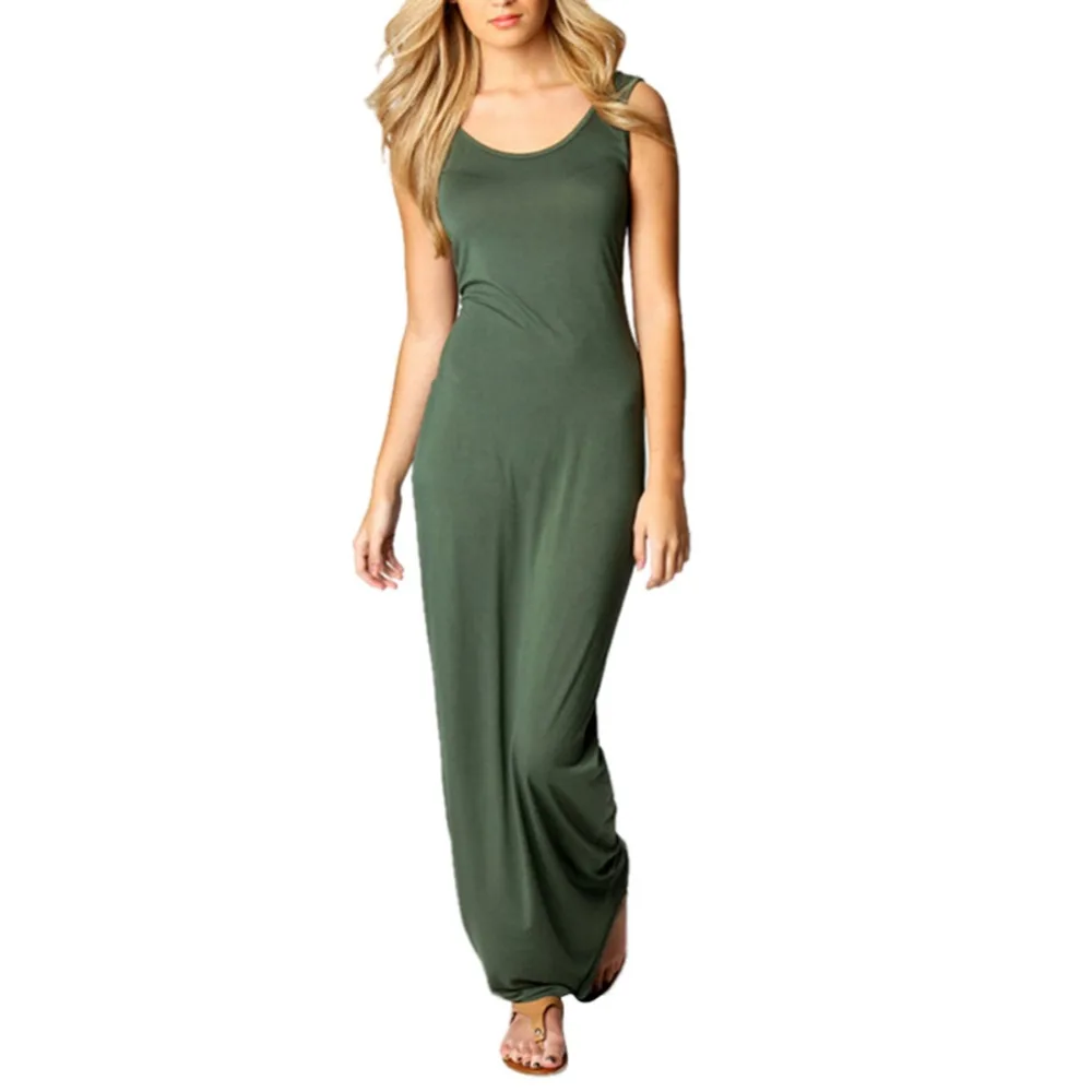 

Women Sexy Sleeveless Dress Bodycon Party Long Maxi Dress Summer Beach Dresses