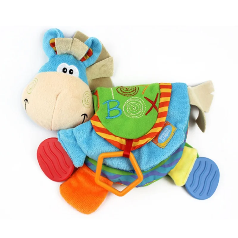 

Newborn Baby Soft Rattles Teether Toy Cute Donkey Animal Cloth Book For Toddlers Learning Early Education Toys Christmas Gift
