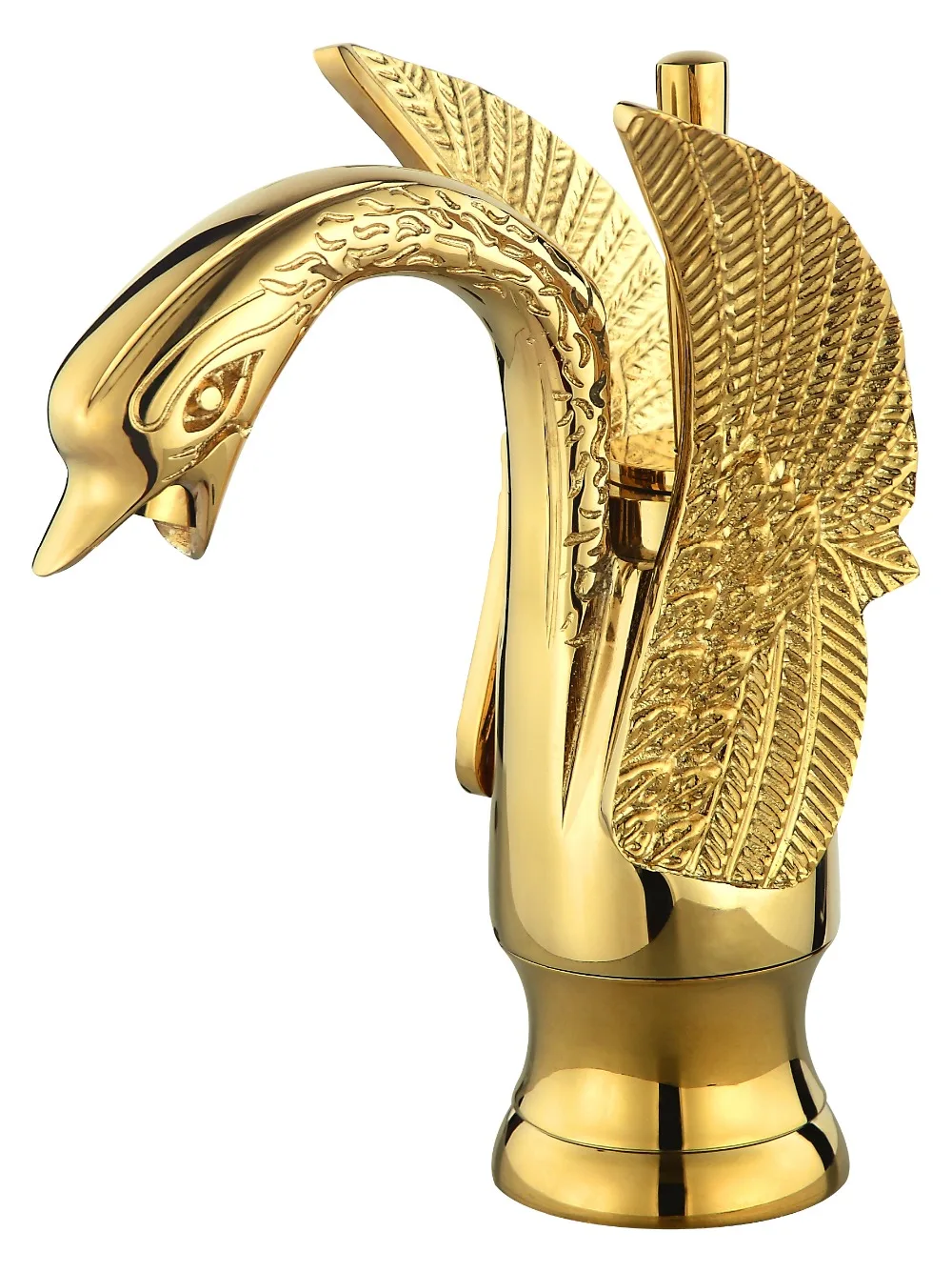 

Free shipping Gold finish PVD bathroom basin sink swan faucet single hole mixer tap