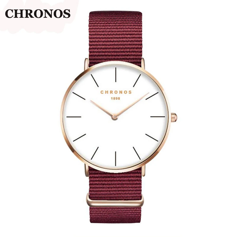 Chronos Men Watches Simple Style Unisex Watch Quartz Wristwatch Nylon Watchband Men's Watch Relogio Masculino