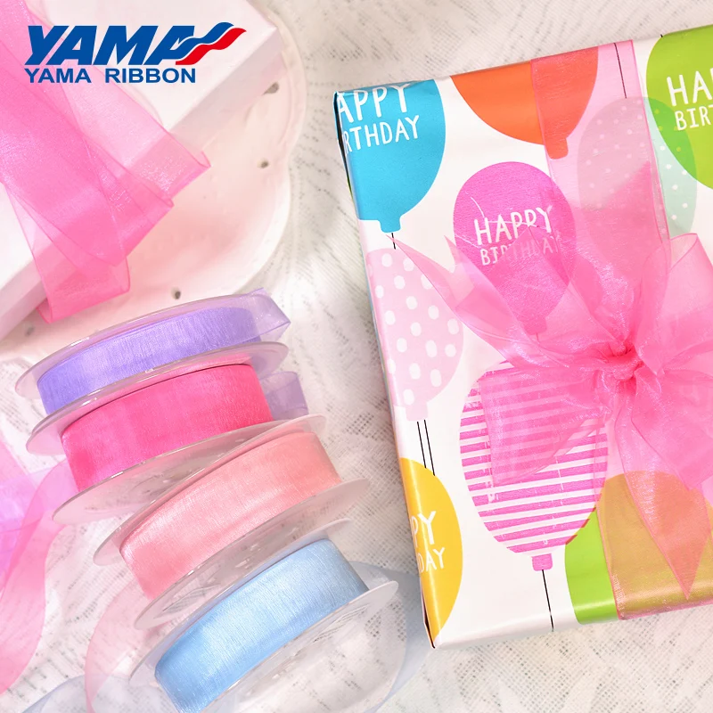 

YAMA 22 25 32 38 mm for Craft Package Wedding 200yards/lot Green Yellow Brown Solid Color Sheer Organza Silk Ribbons Ribbon