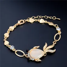 H: HYDE красивый дизайн золотой цвет милый Золотая рыбка австрийский кристалл женский браслет камень ювелирные изделия для девочки подарок