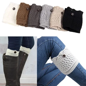 

Retail Women Leg Warmers knit boot cuffs Womens Accessory button short leg socks