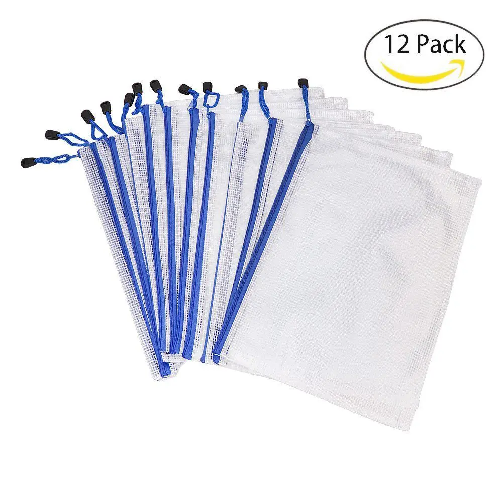 A4 Plastic File Document Folders Paper File Bags with Zipper Clear