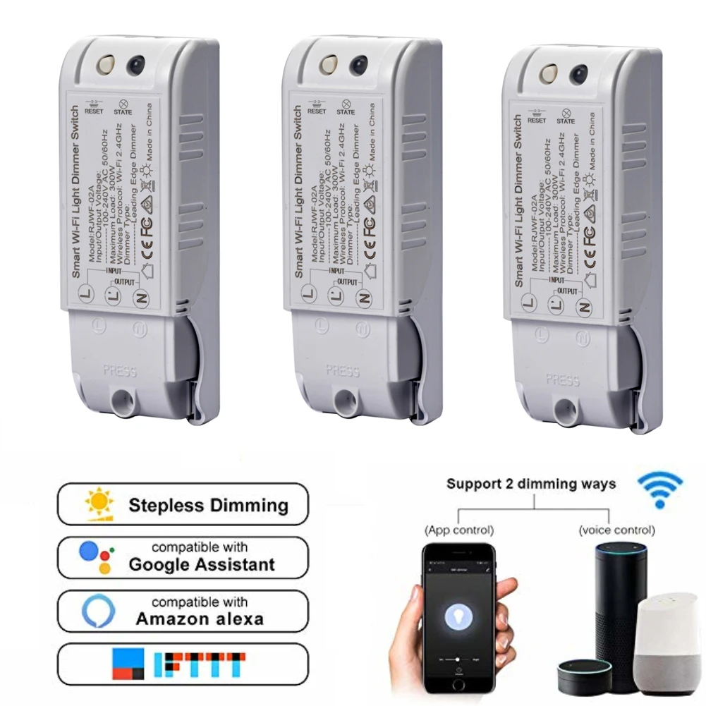 1/2/3/4/5 шт Смарт с подсветкой Диммер 100 V~ 240 V WiFi регулятор яркости освещения умная лампа DIY диммер работать с Amazon Alexa Google помощник