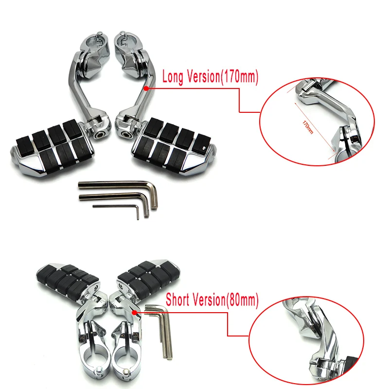 32mm (1-14)(1.25) Motorcycles Foot Pegs Long & Short Highway Clamps For Touring Electra Road King Street Glide for Honda New (10)