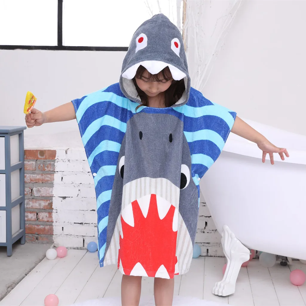 Infant baby poncho towel hooded beach towels for kid Bathrobe Pajamas Cartoon Animals baby hooded bath towel Child baby bath set