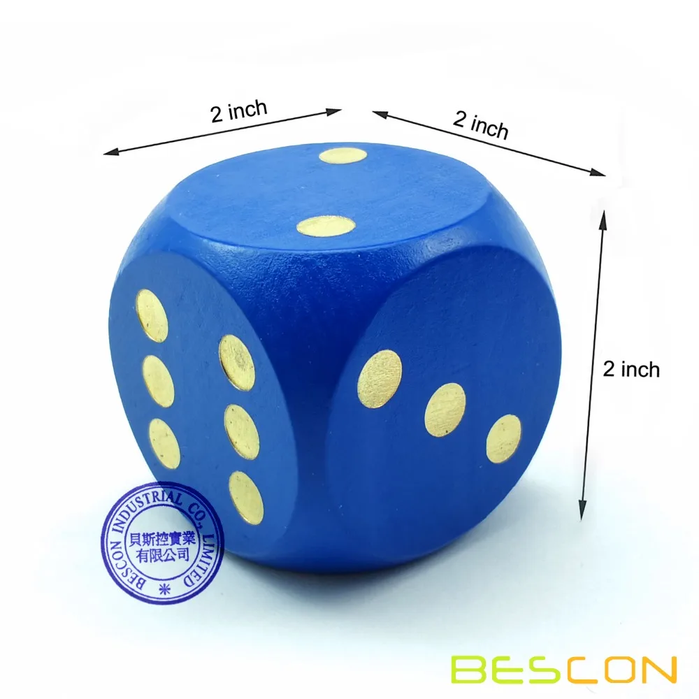 Bescon большой твердый 2 дюймов деревянный кости набор 6 шт.-большой игровой кости набор " с холщевая сумка на шнурке-большой деревянный кости набор