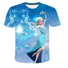 Summer shirts Cartoon Frozen Costume Princess Anna Elsa shirt for Girls women Frozen 2 shirt Women Clothing
