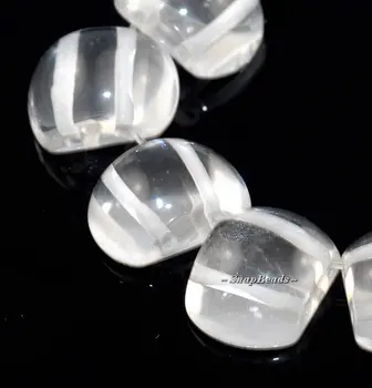 

Falling Snow Clear Quartz Rock Crystal Gemstone Domed 14X8MM Loose Beads 7.9 inch Half Strand (90164845-20)