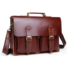 2017 100% Genuine Leather Handmade Men’s Dark Red Laptop Briefcase Shoulder Handbag Fashion Casual Luxury Unique Style 1061