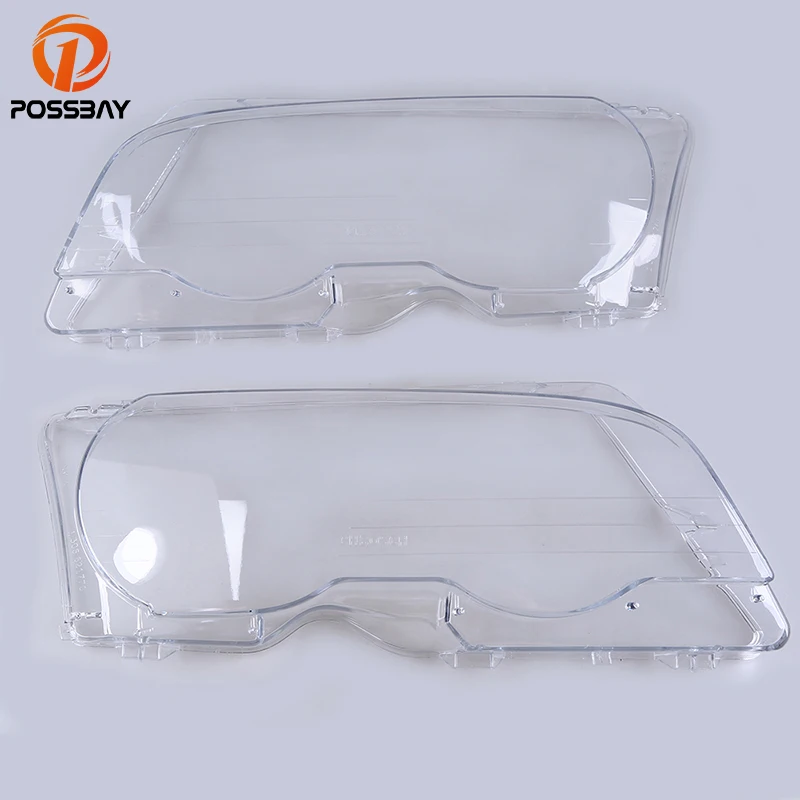 

POSSBAY Clear Left/Right Car Transparent Housing Headlight Lens Shell Cover for BMW 3-Series E46 Cabrio Pre-facelift 2000-2003