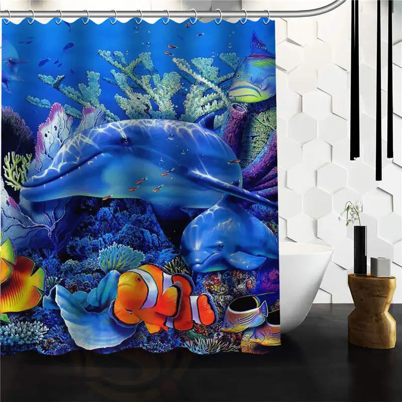 New Arrival Marine Life Under the Sea Bathroom Polyester Shower Curtain
