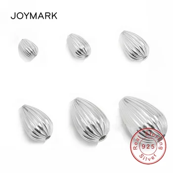 

10pcs/lot 6 Sizes Vertical Stripes Water Drop Shape 925 Sterling Silver Lucky Spacer Loose Beads DIY Jewelry Accessory SB-SM104