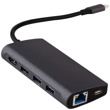 8 в 1 USB-C концентратор Тип с разъемами типа c и Мульти USB 3,0 HDMI 4k RJ45 Мощность адаптер Тип C концентратор для Macbook Pro/Air Лидер продаж