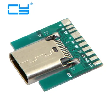 

DIY 24pin USB-C USB 3.1 Type C Male & Female Plug & Socket Connector SMT type with PC Board 1 set , Free shipping By China Post