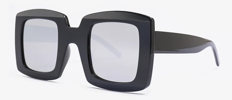 black with silver Peekaboo женские негабаритные солнцезащитные очки ретро квадратные летние аксессуары зеленые солнцезащитные очки для женщин белые uv400 - Цвет линз: black with silver