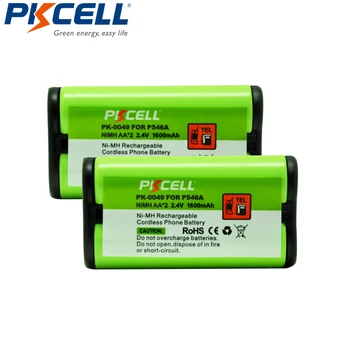 

2Pcs PKCELL Ni-MH Rechargerable Battery AA 1600mAh 2.4V Cordless Phone Battery For Panasonic HHR-P546A Vtech 80-5017-00-00