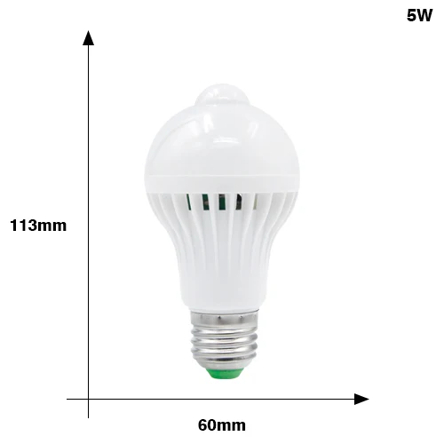 E27 Светодиодный светильник Лампа PIR датчик движения светильник 220 В 5 Вт 7 Вт 9 Вт Авто умный PIR инфракрасный светильник с датчиком движения светильник s - Испускаемый цвет: 5W