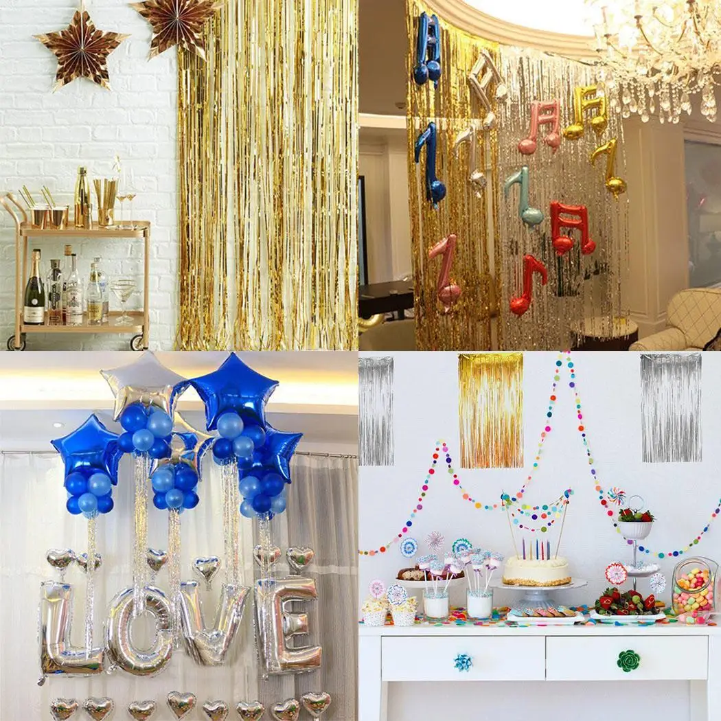 

Home Wedding Holiday Party Decoration Metallic Table Cloth Square Party, Wedding, Foil Party, Curtains