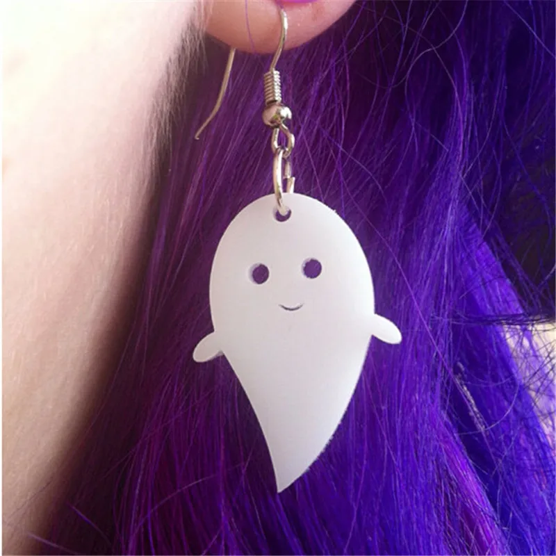 

2019 New Arrival Little White Robe Ghost Acrylic Drop Earrings Cute Fairy Dangle Earrings Fashion Night Club Earrings for Women