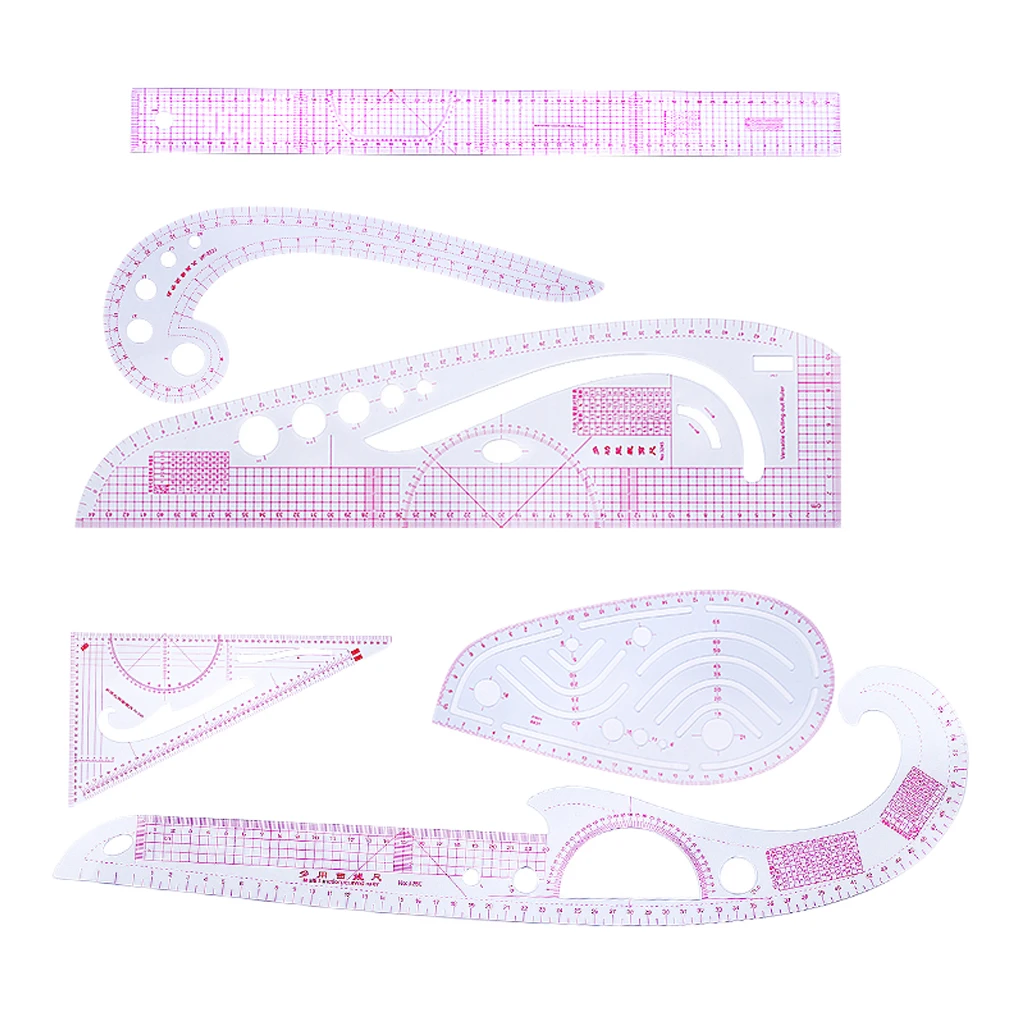 6Pcs Sewing French Curve Ruler Set Drawing Measuring Ruler for Tailor or Students