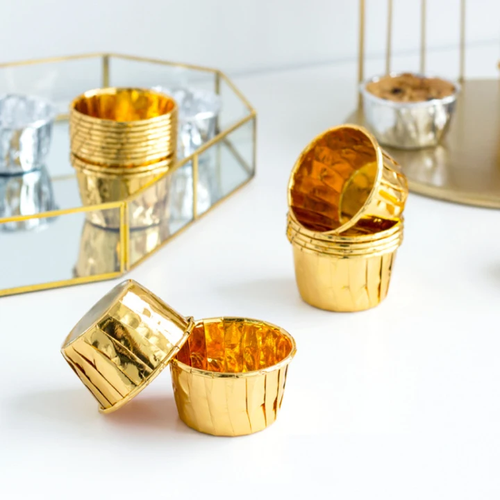 50 шт./компл. Muffin Бумага чашки золотой кексов вкладыш круглой формы для чашки украшения для выпечки, торта инструменты