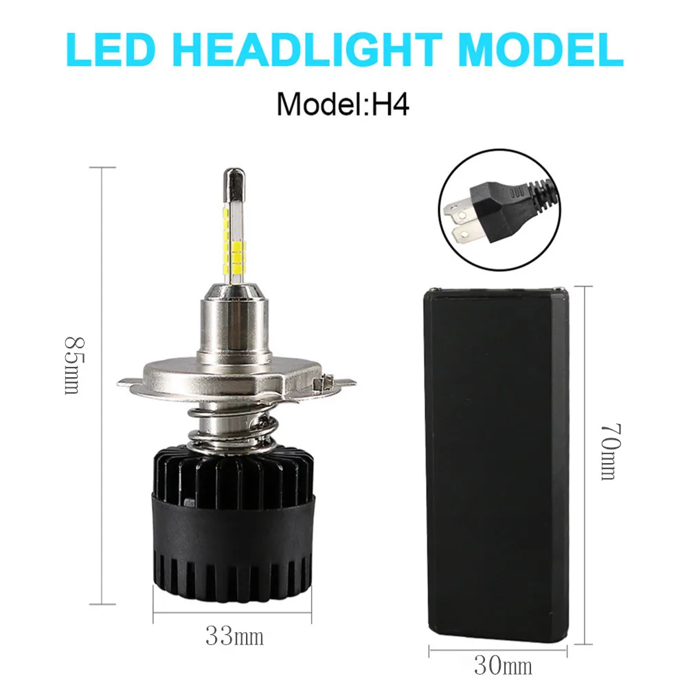  Inlong 2Pcs H4 LED Headlight Bulbs H11 H1 H7 9005 9006 SAM Chips 80W 10800LM 6500K Car Led Auto Hea - 33001010716