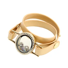 Shuyani 10 шт./лот новое поступление Магнитный плавающей медальон крутить браслет кожа унисекс браслеты