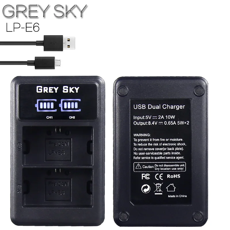 

LP-E6 LP E6 BP-511 LP-E5 LP-E10 LP-E12 LP-E17 NB-6L For LCD Canon Camera battery dual Charger