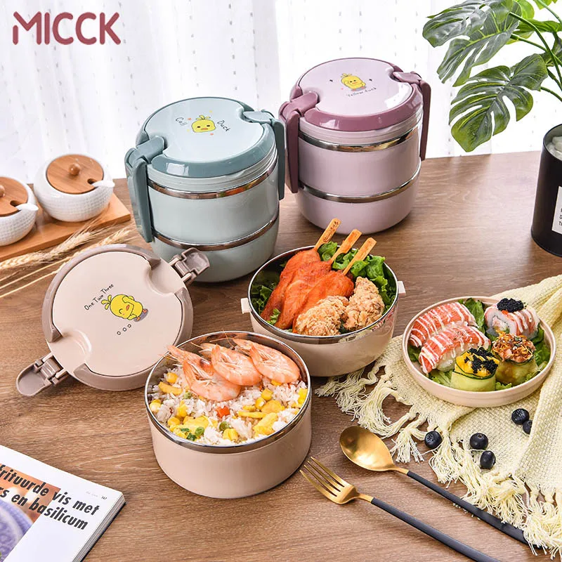 MICCK 3 слойный Ланч бокс из нержавеющей стали портативная коробка для бенто
