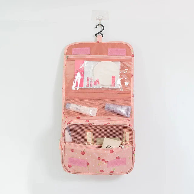 RUPUTIN, новинка, Женский органайзер для путешествий, косметички, крючок, моющаяся сумка, водонепроницаемая, большая емкость, сумка для хранения, мужская, Портативная сумка для туалетных принадлежностей - Цвет: Pink Cherry