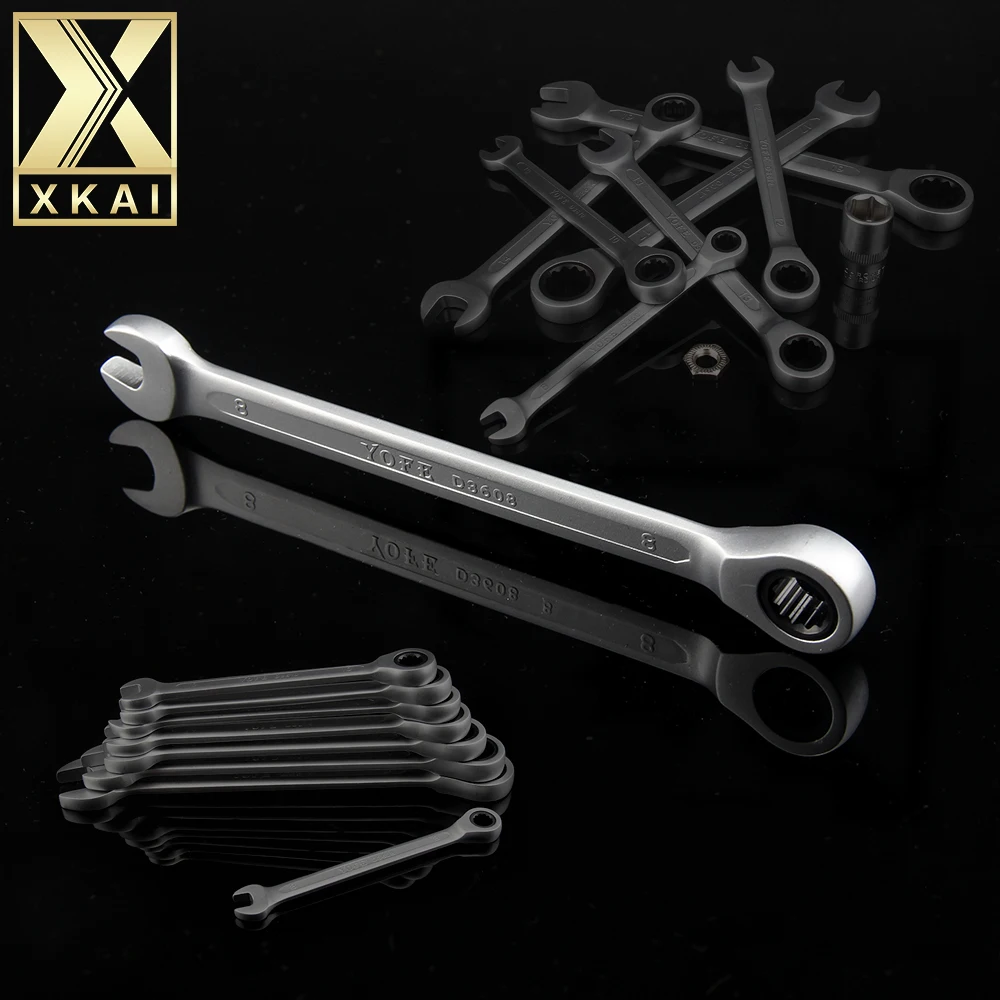 XKAI 8mm Ratchet Spanner Combination wrench a set of keys ratchet skate
