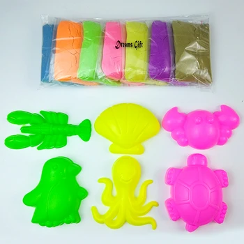 

700g/set color Dynamic Sand Presented six molds Squishy Fluffy with Tools Dynamic Magic Beach Space Sand Toys for Children