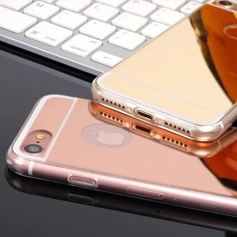

Luxury Shiny Soft TPU Sillcone Mirror case for iPhone 8 plus 6 6S 7 5s SE cases for iphone8 back cover fundas coque rose gold