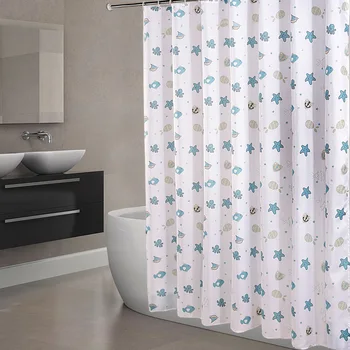 

KISS QUEEN Starfish print Bathroom shower curtain waterproof curtain polyester fabric with plastic hook for home hotel bathroom
