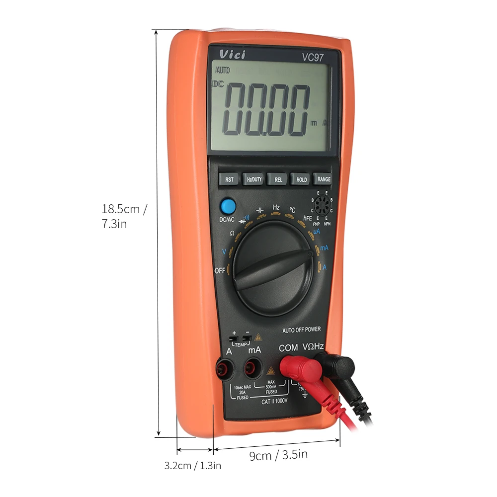 VC97A VC97 цифровой мультиметр автоматический диапазон 1000 в температура мультиметра детектор постоянного тока переменного напряжения тока измеритель емкости