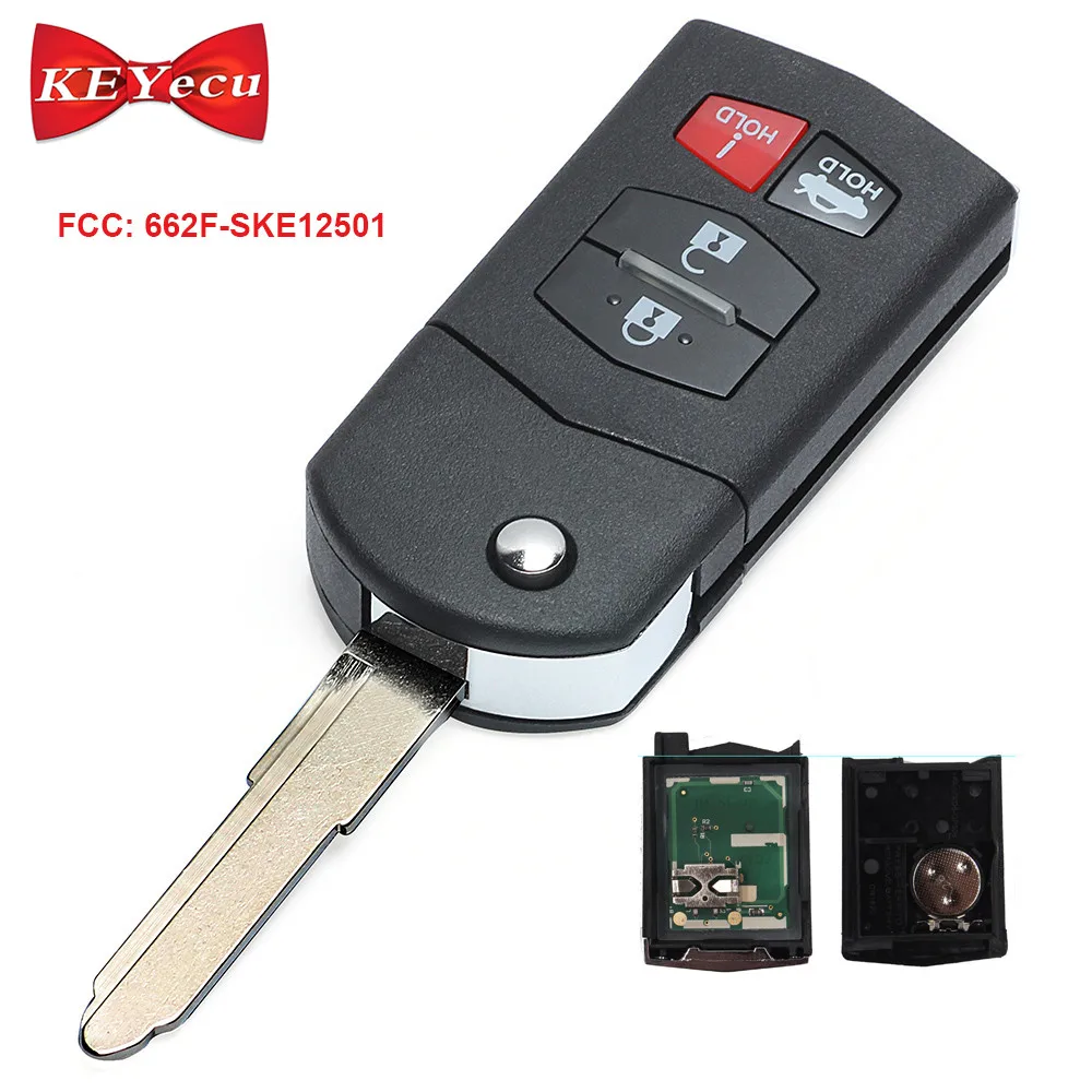 

KEYECU Flip Remote Key 4 Button 315MHz 4D63 Chip for Mazda 3 5 6 RX8 CX-7 CX-9 FCC: 662F-SKE12501