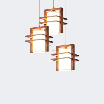 

Chinese Retro Style Solid Wood LED Lighting Light Fixture Corridor Aisle Pendant Lights Living Room Bedroom Home Pendant Lamp