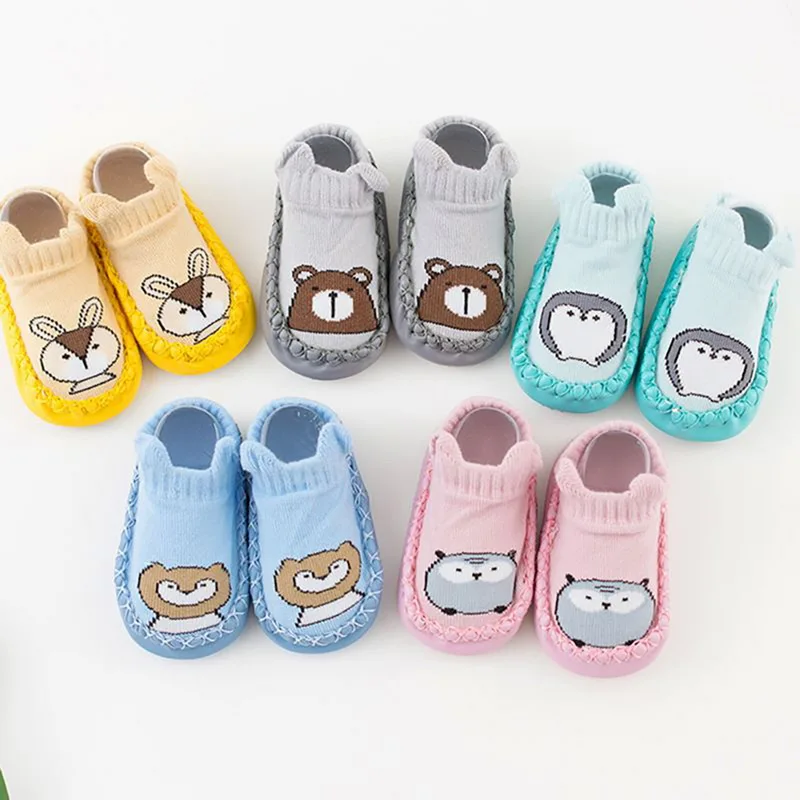 

Cute Baby Cartoon Socks Infant Knitting Indoor Anti Slip First Walkers Newborn Autumn Winter Floor Socks Shoes Sole Calcetines