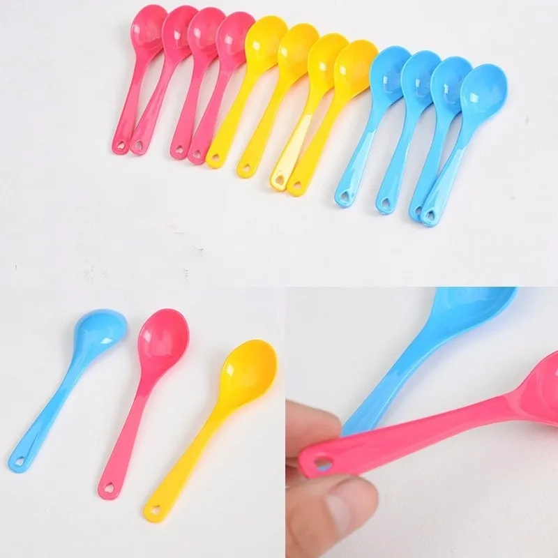 12pcs Baby Feeding Spoon Safe Plastic Lovely Baby Training Eating  Kids Ice Cream Coffee Spoon Set Tableware (6)