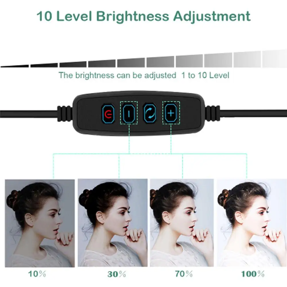 Светодиодный кольцевой свет регулируемый кольцевой свет макияж кольцо свет 10 дюймов кольцевой свет 3 режима кольцевой Свет USB интерфейс дизайн