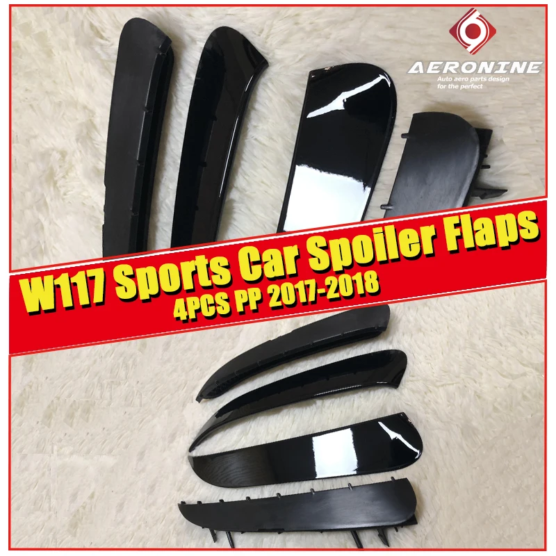 CLA W117 спойлер для заднего бампера Flics Splitters ласты PP 4 шт Подходит MercedesMB CLA180 CLA200 250