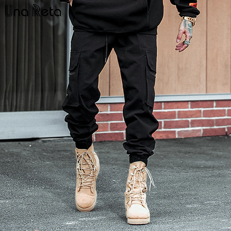 Una Reta Men's Harem Pants 2019 New Hip Hop Casual Male Tatical Joggers Trousers Fashion Streetwear Side Pockets Cargo Pants|Узкие