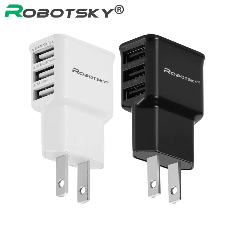 Robotsky 3 Порты 5 В 2.4a USB Мощность стены Зарядное устройство адаптер ЕС нам подключить мобильный телефон Зарядное устройство для iPhone Samsung xiaomi Huawei