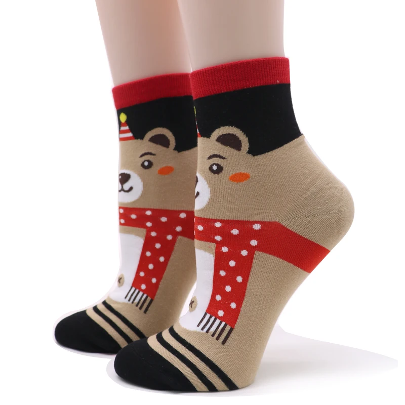 5 пар, милые носки хлопковые с забавным Для женщин Low Cut Kawaii 3D носки с мультяшными животными Horsiery Рождественские Зимние носки для женщин Calcetines