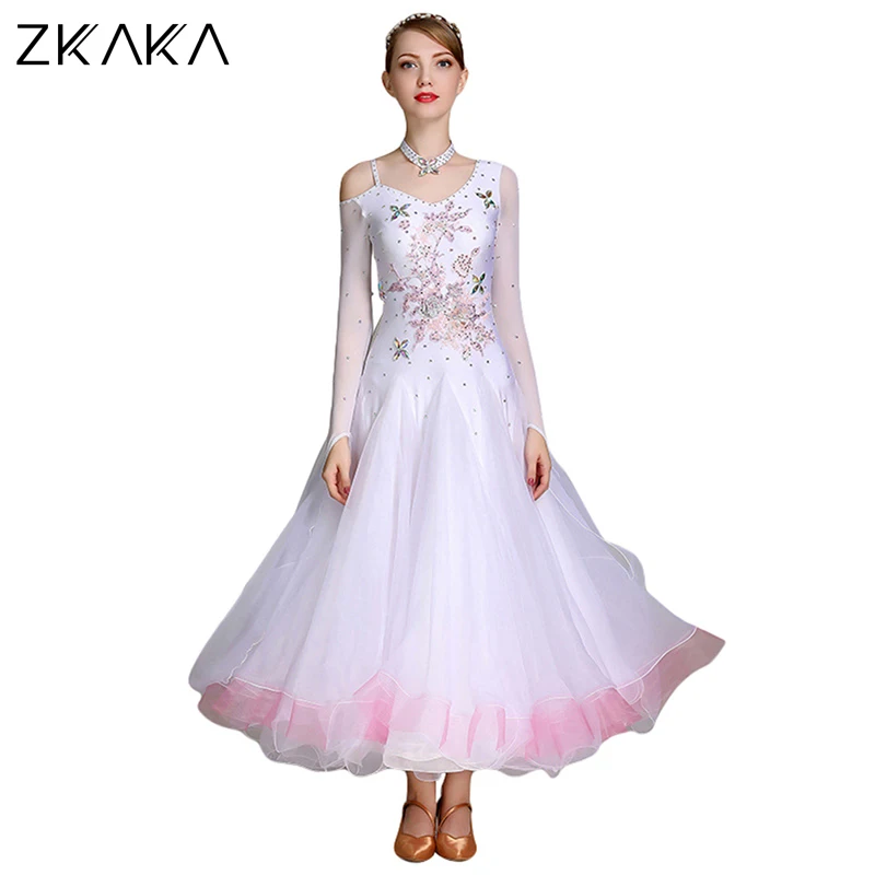 

ZKAKA Smoke sense modern performance dress big swing ballroom dance dress