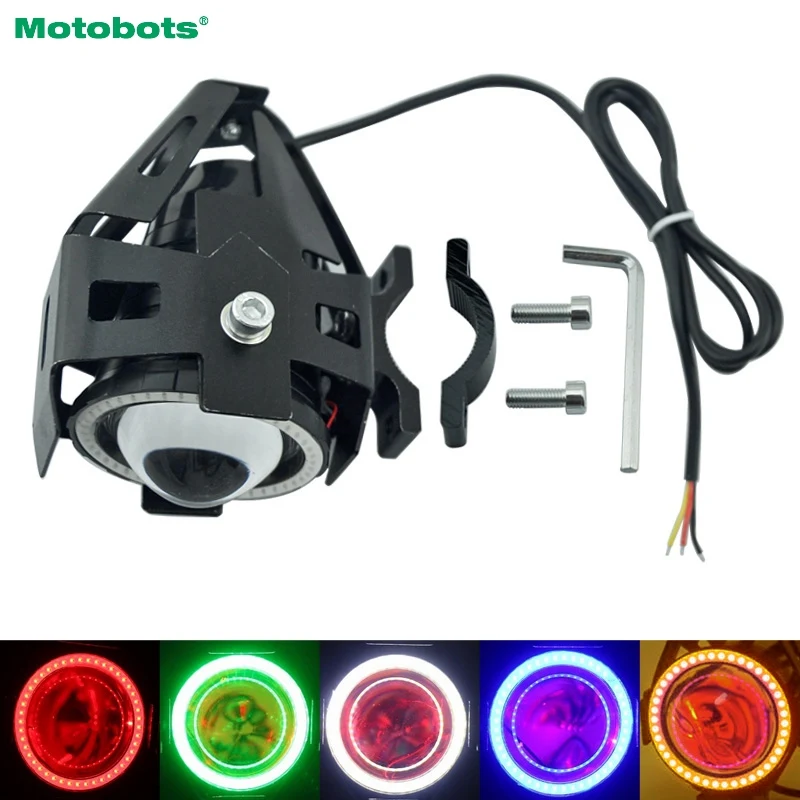 

1Pc Motorcycle 125W U7 3000LM Spotlight Motor LED Light Transformer with Angel Eye Driving Fog Spot Head Light #FD-4716