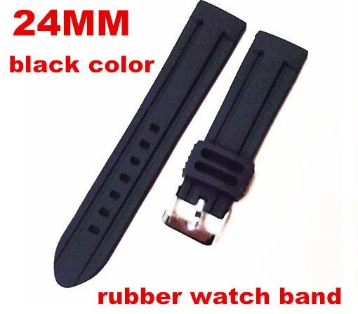 

Wholesale - 50pcs/lot High quality 24MM rubber Watch band watch strap black color for wrist watch 09073
