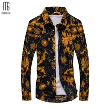 Цветочный принт Для мужчин рубашка тонкий топы с длинными рукавами модная повседневная одежда мягкая удобная 5XL Street Wear XXXXXL Oversize